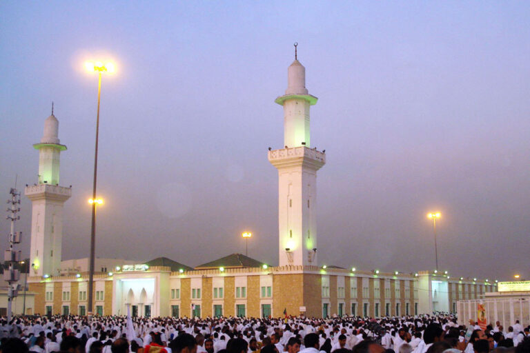Mashar al-Masjid al-Haram, Saudi Arabia – a sacred site near Mina, where pilgrims pray during Hajj, marking an important part of the pilgrimage journey.
