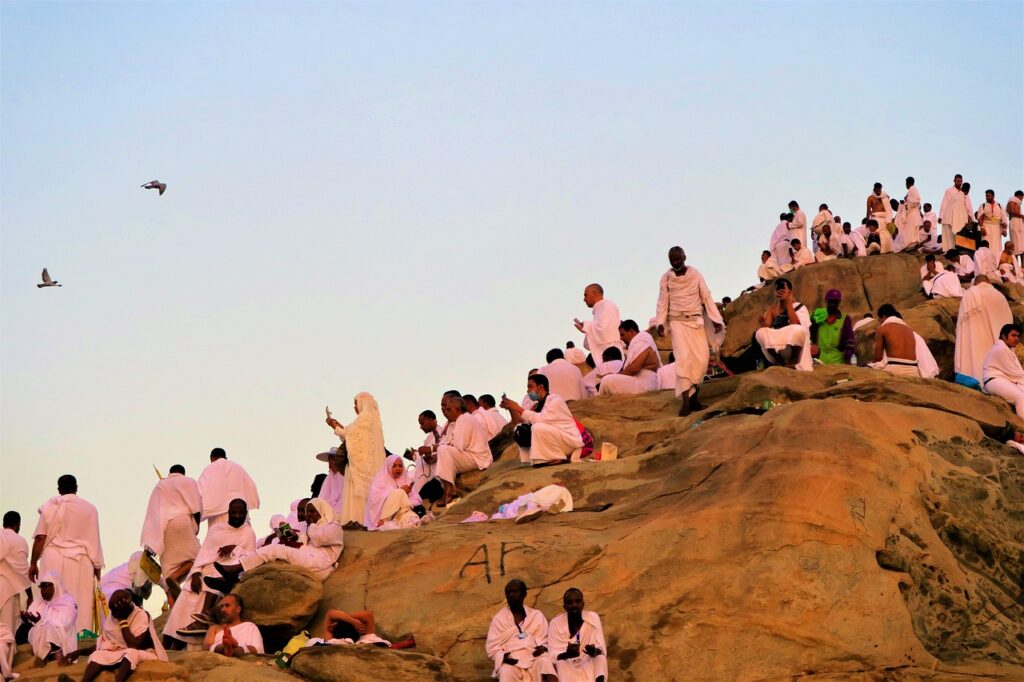 Arafat, Saudi Arabia – a historic site known for its significance during Hajj, with stunning views of the surrounding desert and mountains.